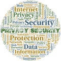 Privacy Security vector word cloud, made with text only. Royalty Free Stock Photo
