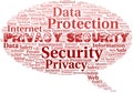 Privacy Security vector word cloud, made with text only. Royalty Free Stock Photo