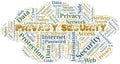 Privacy Security vector word cloud, made with text only. Royalty Free Stock Photo