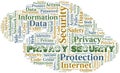Privacy Security vector word cloud, made with text only. Royalty Free Stock Photo