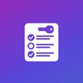 privacy settings icon with check list, vector