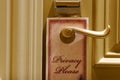 Privacy sign on a hotel door Royalty Free Stock Photo