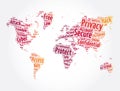 Privacy word cloud in shape of world map, concept background