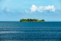 Privat island with beautiful beach in blue water ofa lagoon of Bora Bora. Perfect holiday destination, French Polynesia Royalty Free Stock Photo