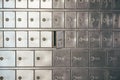 Private bank deposit box - close up of opened mailbox with a small key Royalty Free Stock Photo