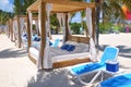 Private beach beds at the Perfect Day CocoCay island Royalty Free Stock Photo