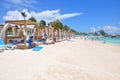 Private beach beds at the Perfect Day CocoCay island
