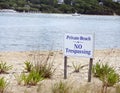 Private beach with no trespassing sign Royalty Free Stock Photo