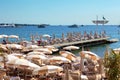 Private beachfront with parasols in Cannes, France