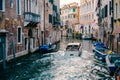 Private boat on a canal in Venice.