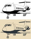 Private business jet close-up illustrations