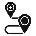 Private clinic route map icon, simple style