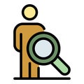 Private clinic search person icon color outline vector