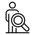 Private clinic search person icon, outline style