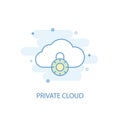 Private cloud line concept. Simple line