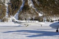 Private and corporate jets in the airport in St Moritz Switzerland Royalty Free Stock Photo