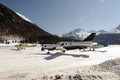 Private and corporate jets in the airport in St Moritz Switzerland Royalty Free Stock Photo