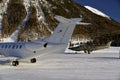 Private and corporate jets in the airport in St Moritz Switzerland Royalty Free Stock Photo