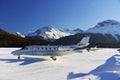 Private and corporate jets in the airport in St Moritz Switzerland Royalty Free Stock Photo