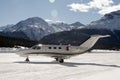 Private and corporate jets in the airport in St Moritz Switzerland Royalty Free Stock Photo