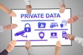 Private data concept on a whiteboard Royalty Free Stock Photo