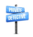 private detective blue road sign concept