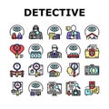 Private Detective Collection Icons Set Vector