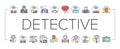 Private Detective Collection Icons Set Vector .