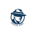 Private detective logo of vector man in hat