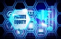 Private Equity blue background model concept