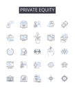 Private Equity line icons collection. Sleek, Portable, Compact, Lightweight, Slim, Stylish, Travel-friendly vector and