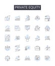 Private Equity line icons collection. Venture Capital, Hedge Fund, Equity Stake, Angel Investor, Buyout Firm, Investment