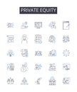 Private Equity line icons collection. Venture Capital, Hedge Fund, Equity Stake, Angel Investor, Buyout Firm, Investment