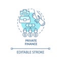 Private finance turquoise concept icon