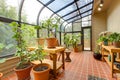 Private home green house, sun room Royalty Free Stock Photo