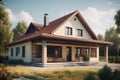 Private house exterior. Traditional bungalow architecture style Royalty Free Stock Photo