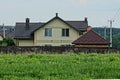 Private house with windows under a brown tiled roof Royalty Free Stock Photo