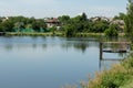 Private houses over a lake in the forest Royalty Free Stock Photo