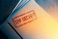 Private detective desk with envelopes labeled as top secret Royalty Free Stock Photo