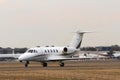 Private jet aircraft on runway