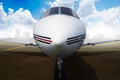 Private jet airplane parking at the airport. Royalty Free Stock Photo