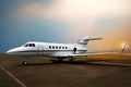Private jet airplane parking at the airport. Royalty Free Stock Photo