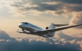 Private jet in flight, Air charter flight