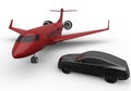 Private jet and luxury car