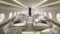 Private Jet Luxury Interior View of an Exclusive Aircraft Cabin Royalty Free Stock Photo