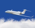 Private jet plane in the cloud with blue sky Royalty Free Stock Photo