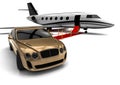 Private jet-plane with a luxury car Royalty Free Stock Photo