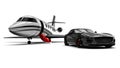 Private Jet and private sport car Royalty Free Stock Photo