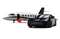 Private Jet and private sport car Royalty Free Stock Photo