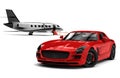 Private Jet and private sport car